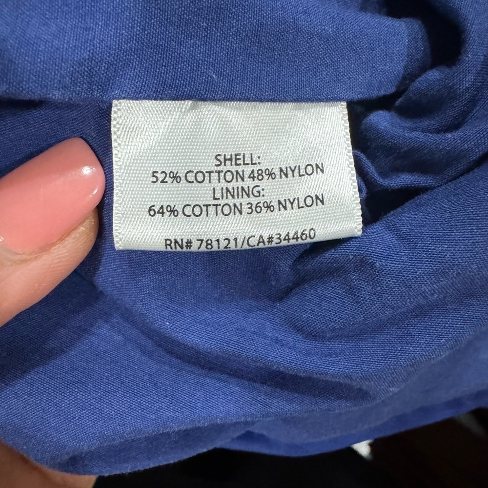 EILEEN FISHER Button-Up Swing Jacket w Pockets Deep Royal Blue Cotton/Nylon sz S - Picture 6 of 7